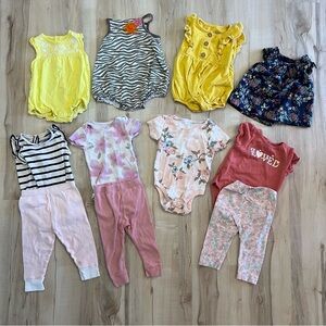 11 Piece Lot of 6-9 Month Baby Girl Clothes Outfits Shirt Pants Bodysuit Pink